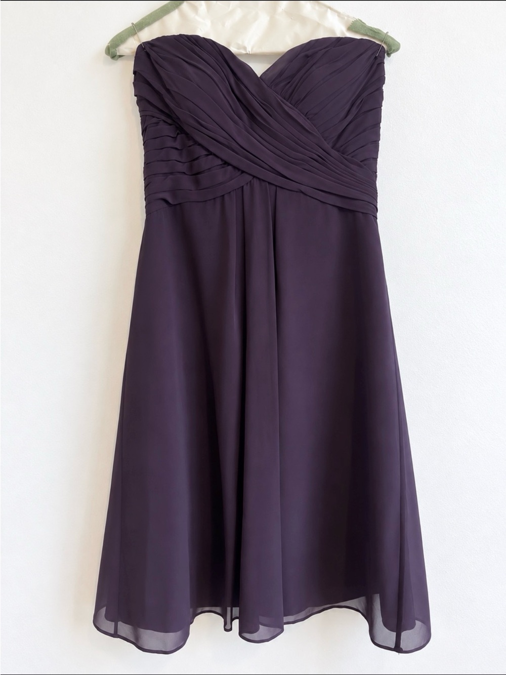 Bill Levkoff Eggplant Purple Chiffon Strapless Bridesmaid Dress Size 10